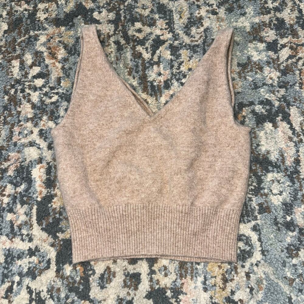 Quince 100% Mongolian Cashmere 2.0 Cropped Tank- XS- Oatmeal